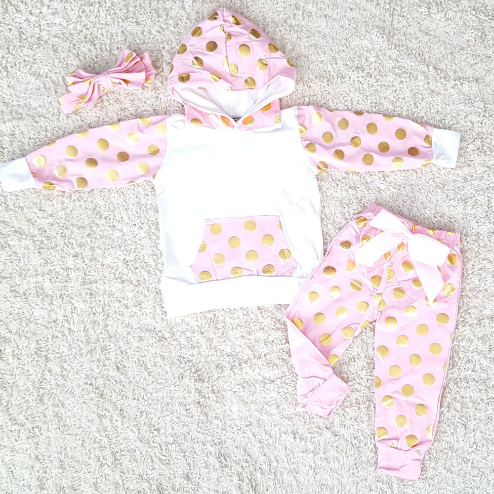 Girls Pink and Gold Polka Dot Jogging Suit 2t